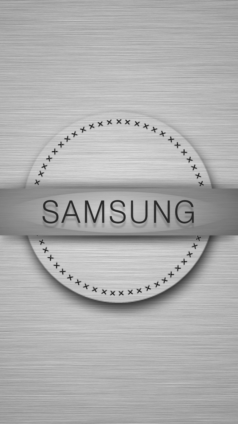 Крупный план металлической пластины с логотипом samsung (край, галактика, заметка, s5, s6)