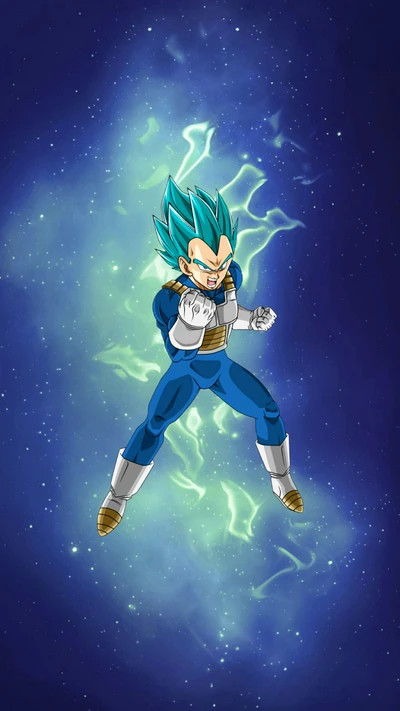 Super Saiyan Bleu Vegeta Exploitant l'Énergie Dragon