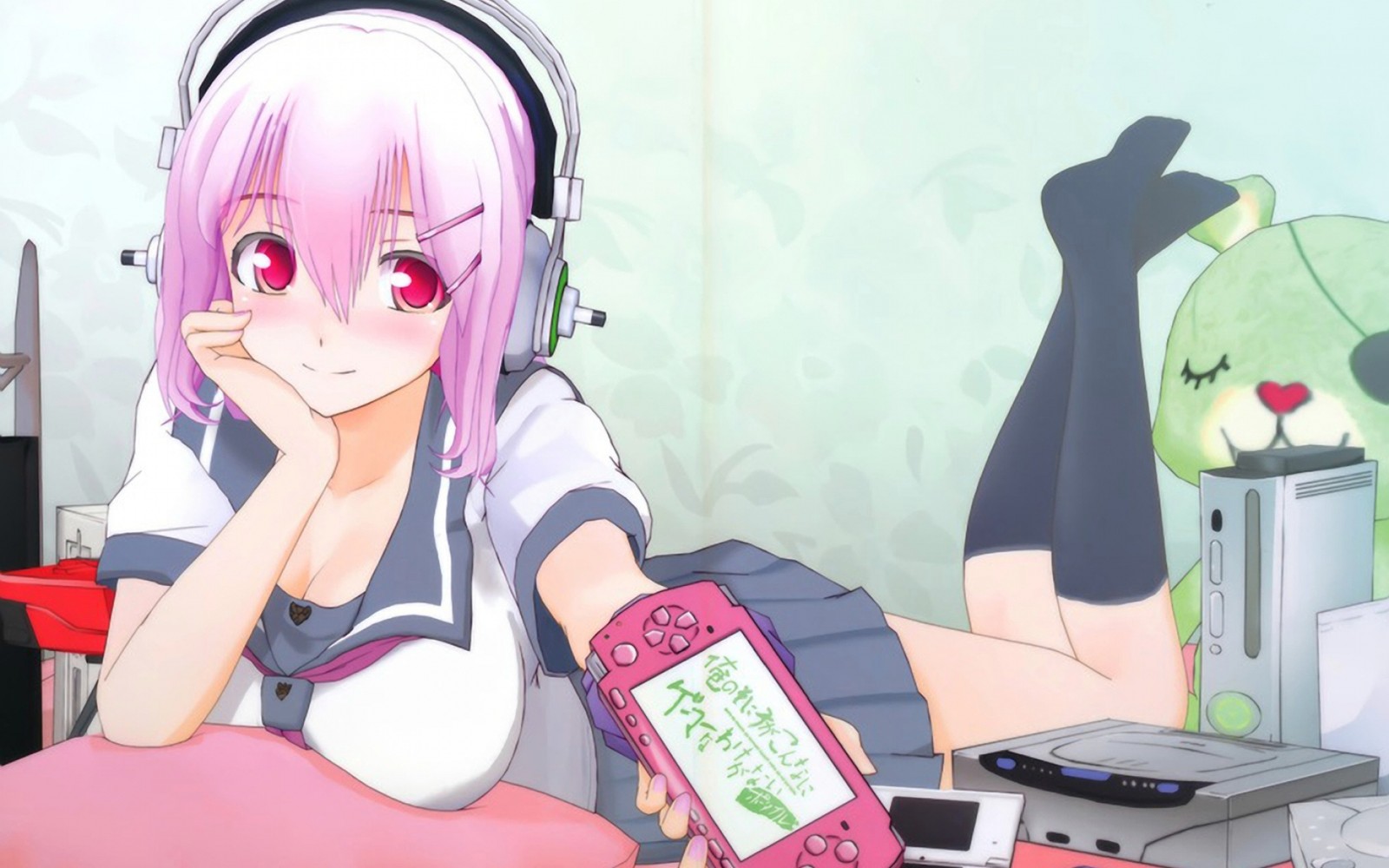 super sonico, cartoon, mouth, pinkie, cool wallpaper