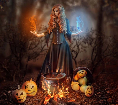 art, sombre, fantaisie, fille, halloween