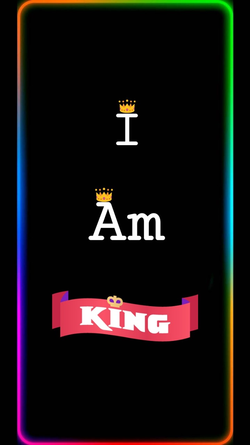 Близкий план неоновой рамки с короной на ней (король, стиль, i am king, king text, текст)