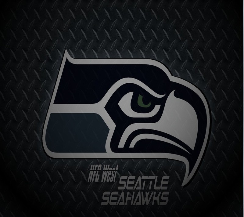 Близкий план логотипа seattle seahawks на металлическом фоне (nfl, сихаукс, сиэтл)