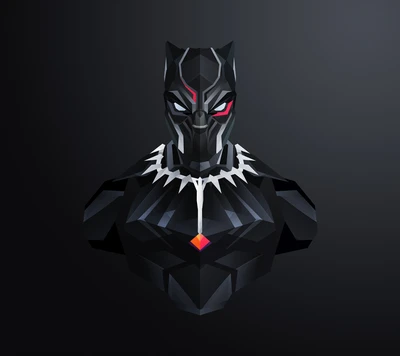 Stylized Black Panther Bust in Geometric Design