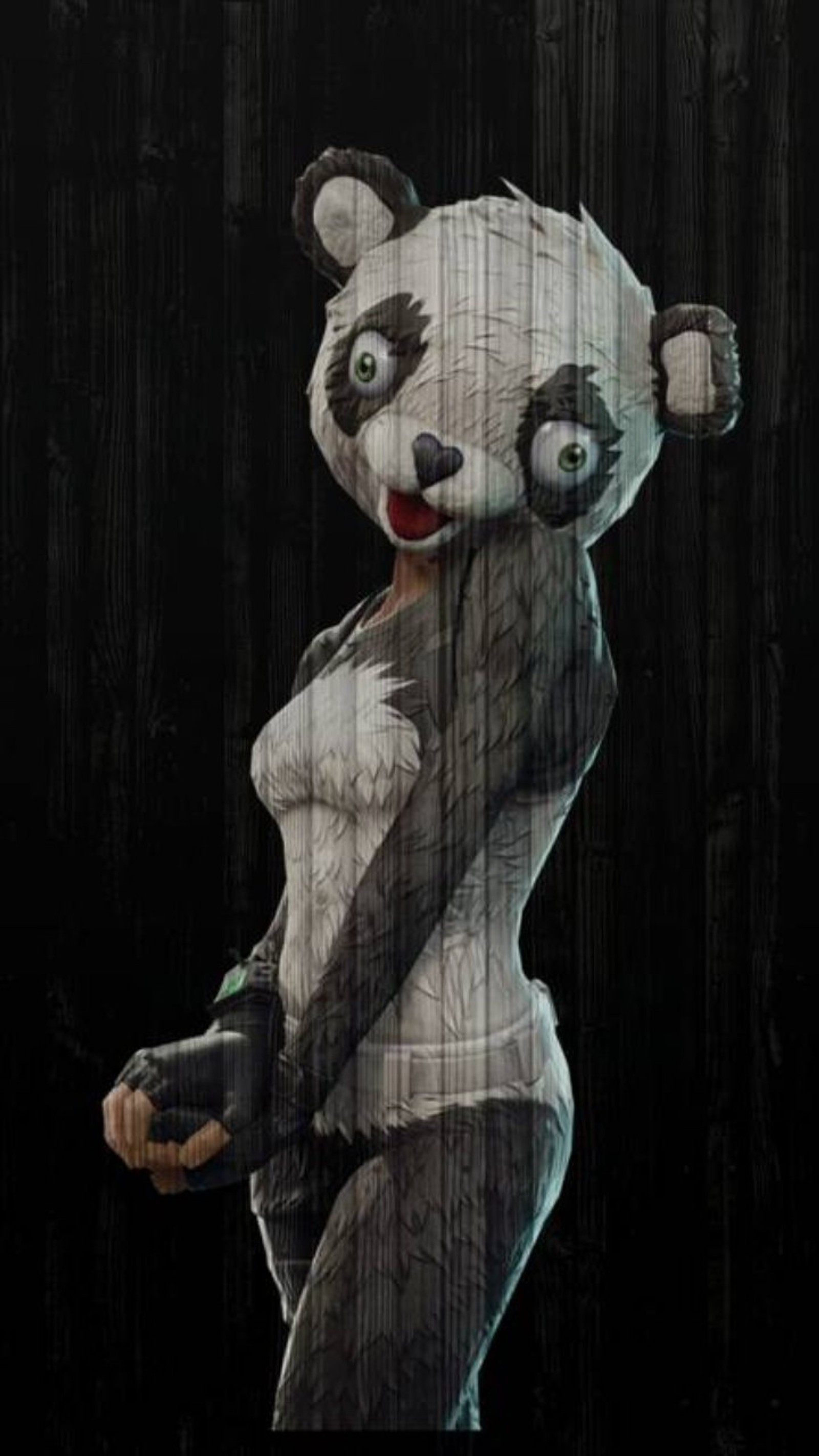 Pintura de um urso panda com uma faca na boca (fortnite, skin de fortnite, fortnite skin, fortnite panda, líder da equipe panda)