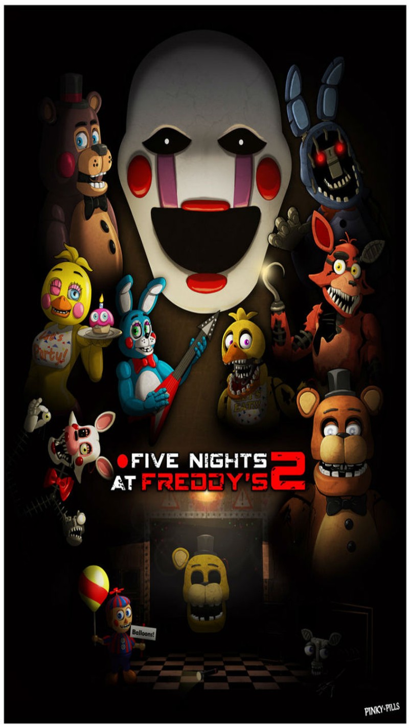 Постер пяти ночей на fnaf 2 (фнаф, игры)