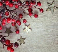 Festive Berries and Wooden Stars for Christmas Decoration