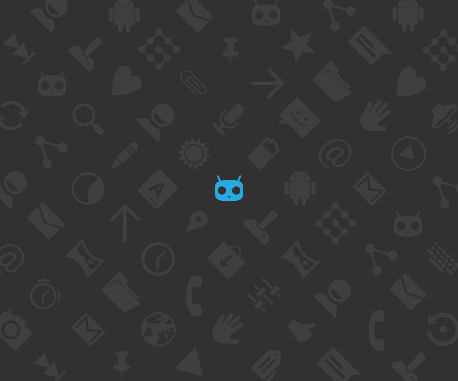 A close up of a black background with a blue owl (android, logo)