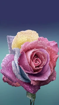 Vibrant Rose with Dew Drops: A Celebration of Nature's Love