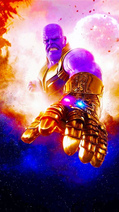 Epic Confrontation: Thanos in Cosmic Battle