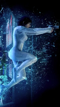 Der Major in Aktion: Ein dynamischer Moment aus Ghost in the Shell