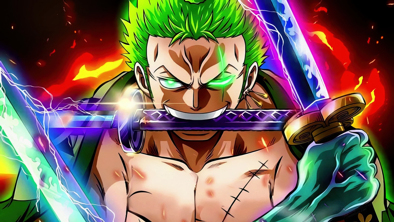 Dragon ball kämpfer 2 (roronoa zoro, furchtlos, one piece, 5k, anime)