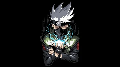 какаши хатаки, kakashi hatake, amoled, naruto, черный фон