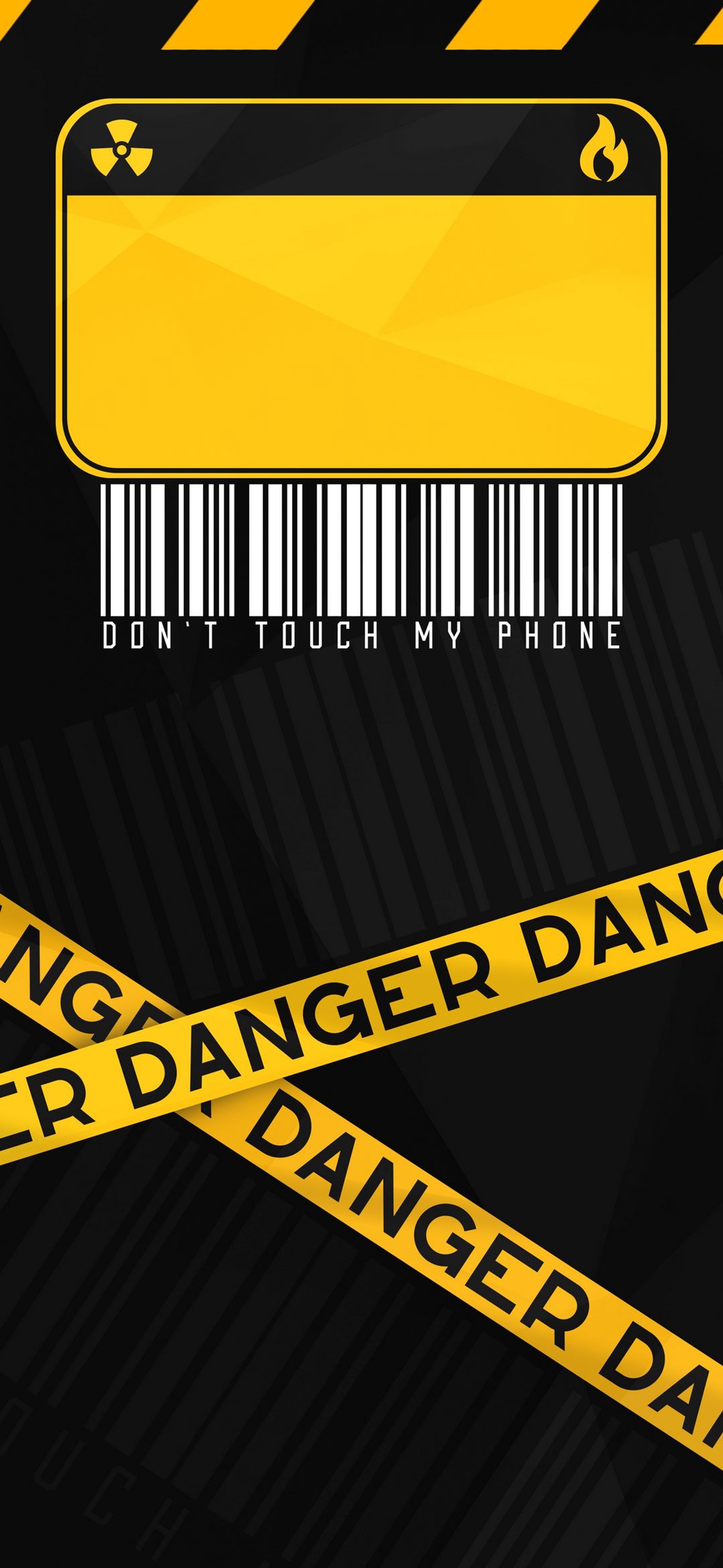 Bande de danger jaune avec un code-barres dessus qui dit "danger danger". (orange, conception graphique, logo, jaune, ligne)