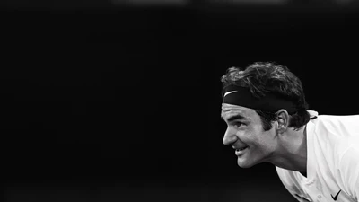 Roger Federer Smiling in Action at the Australian Open