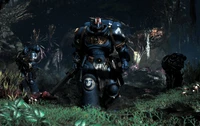 Los Ultramarines avanzan a través de terreno alienígena en Warhammer 40K: Space Marine 2