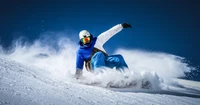 Dynamic Snowboarder Executing a Freestyle Trick in Fresh Powder