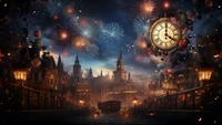 new year, holiday, fireworks, night, city wallpaper