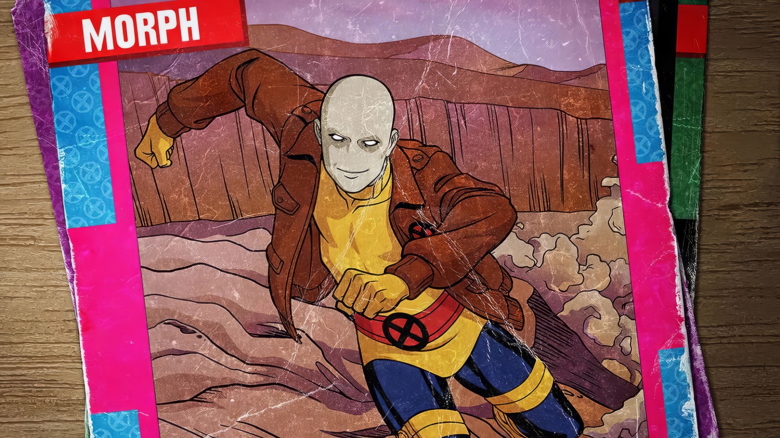 Un primer plano de un cómic con la imagen de un hombre (x men 97, series de televisión, marvel, caricatura, morph)