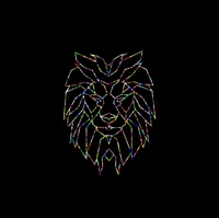 Illustration de lion polygonal symétrique sur fond noir