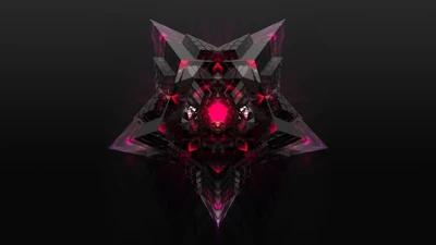 Abstract Star in Dark Geometric Digital Art