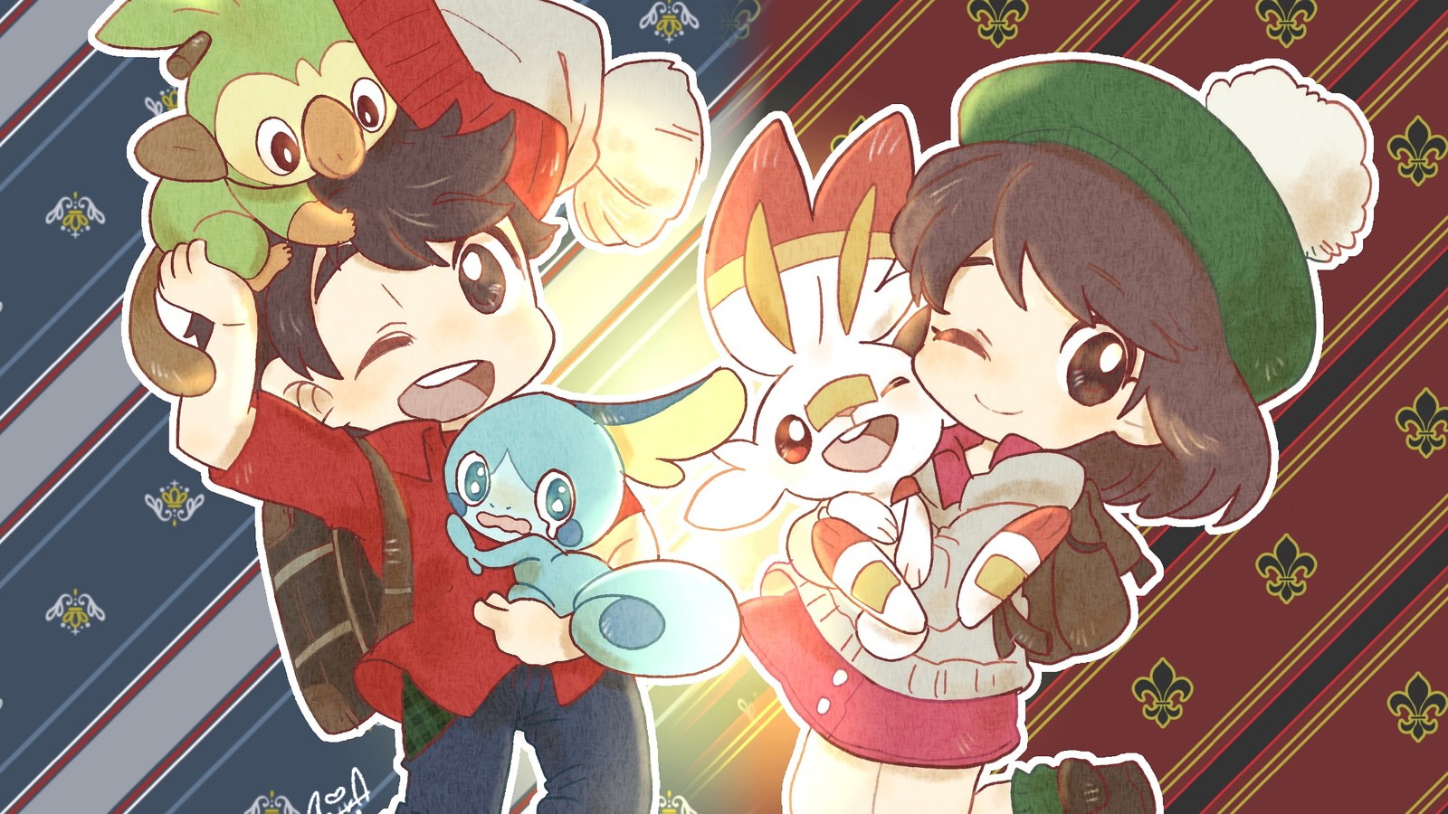 pokemon sword and shield, video game, pokemon, chibi, grookey Download Wallpaper