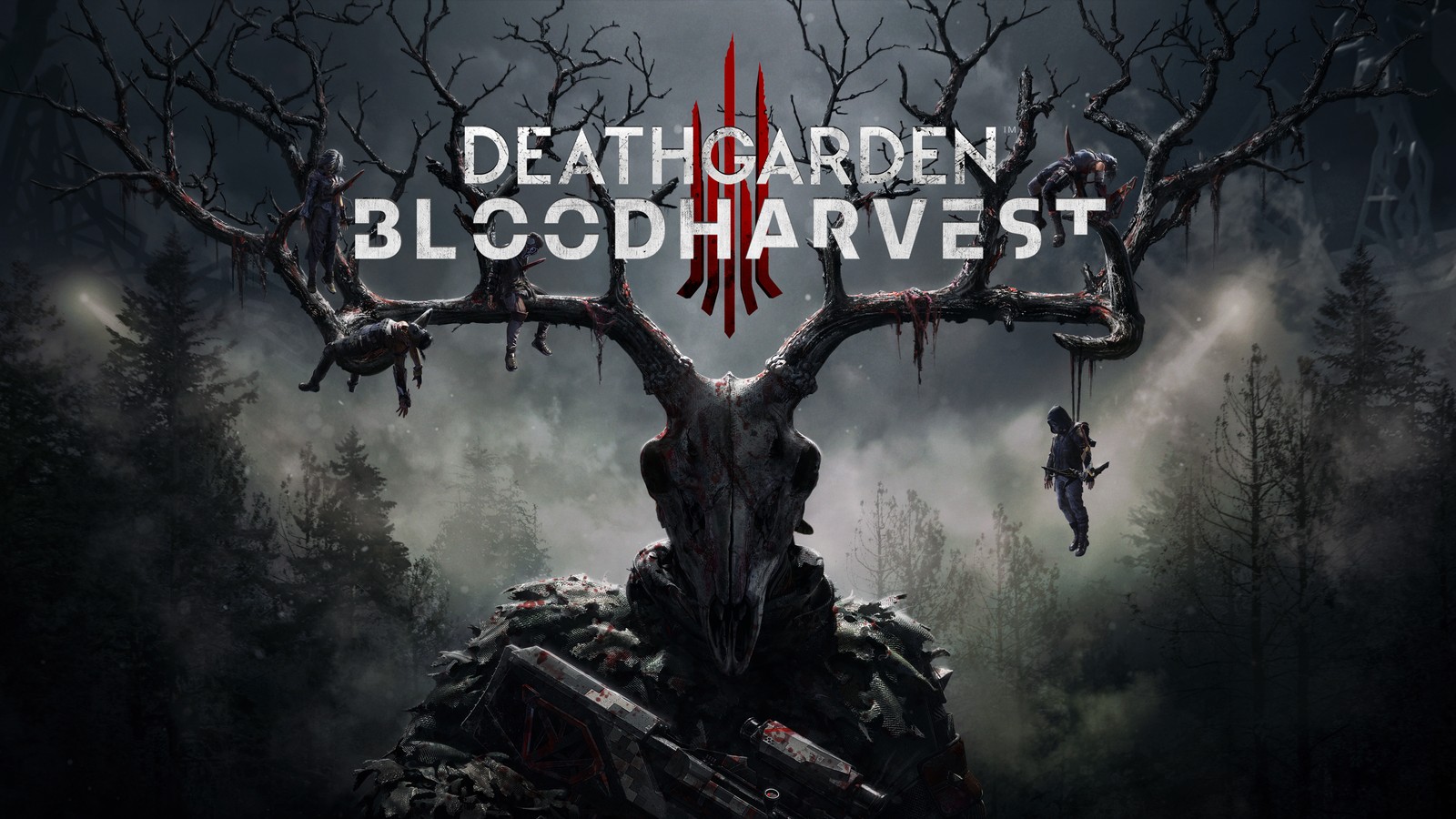 A poster for the video game death garden blood harvest (multiplayer video game, pc game, tree, darkness, adventure game)