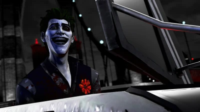 Joker souriant depuis un véhicule dans Telltale Batman: Shadows Edition