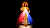 Jesus Christ: "I Trust in You" – Divine Mercy on a Black Background