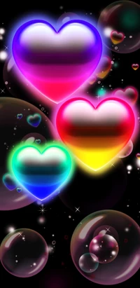 Colorful Heart Bubbles in a Rainbow Spectrum