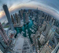 buildings, city, globe, horizon, port