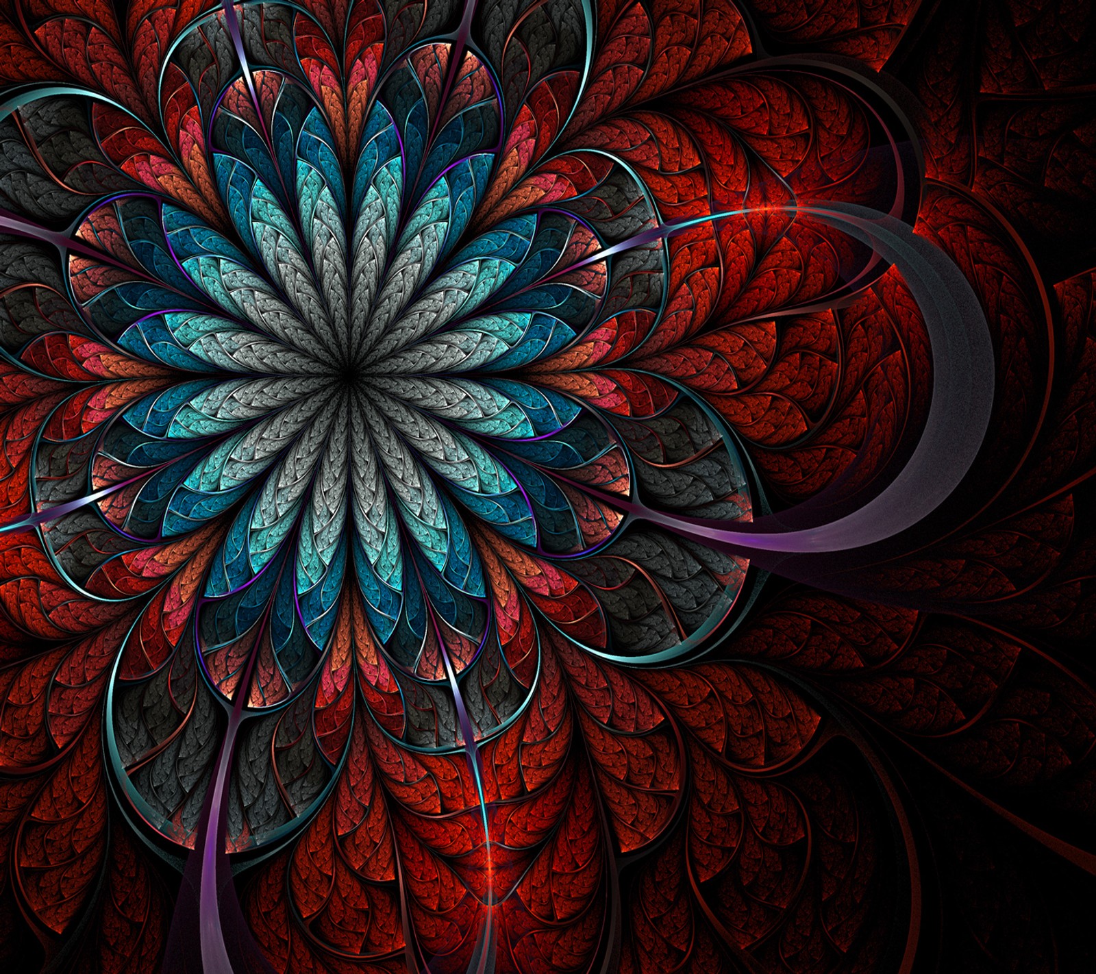 Скачать обои дизайн, galaxy s3, красный цветок, red flower fractal