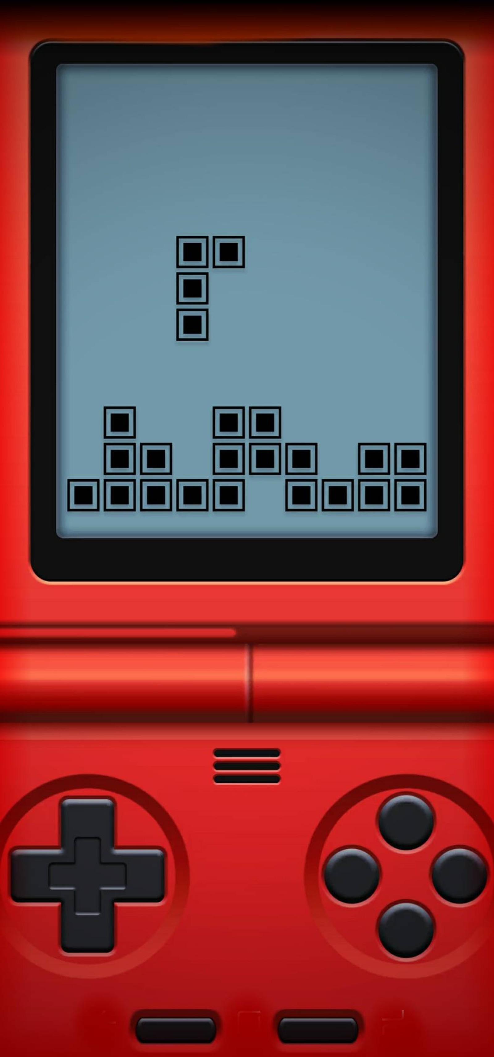 Um close de um gameboy vermelho com um jogo na tela (jogo, antigo, vermelho, tetris)