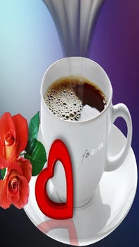 kaffee, tasse, guten morgen, hd, herz