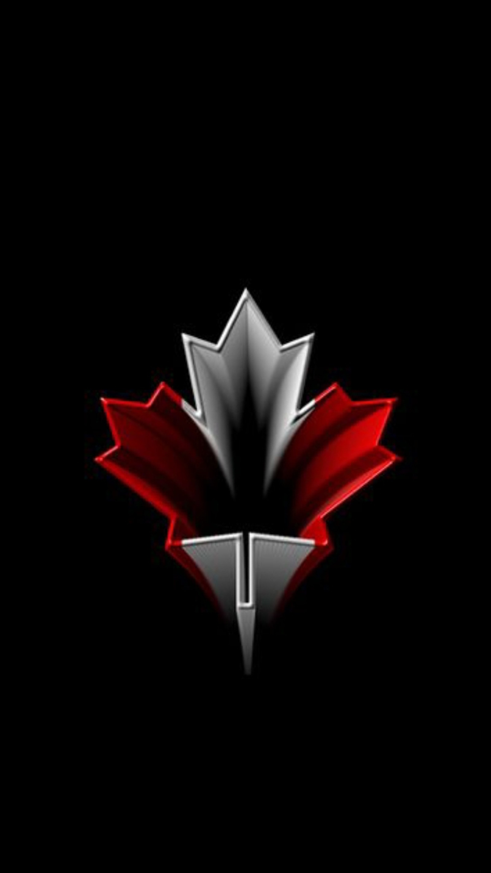 Une feuille d'érable rouge et noire avec une flèche argentée dessus (canada, hockey, feuille dérable, maple leafs, rouge)