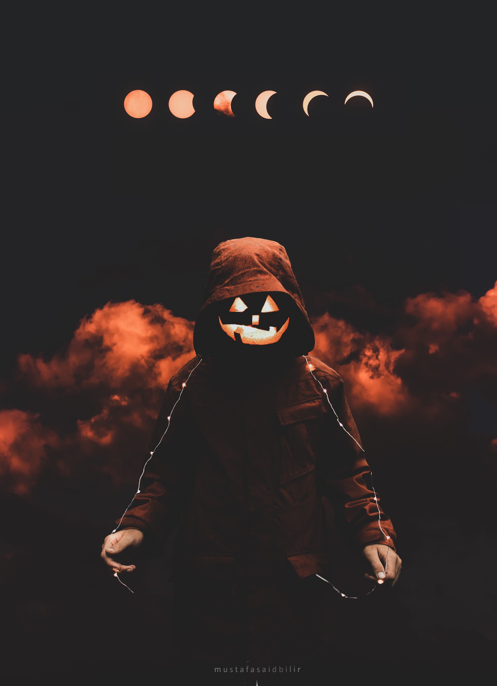 A person in a hoodie with a pumpkin face on their face (mortal, ghost, duty, hd, halloween)