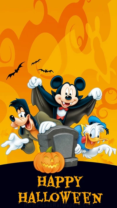 donald, bêta, joyeux halloween, mickey