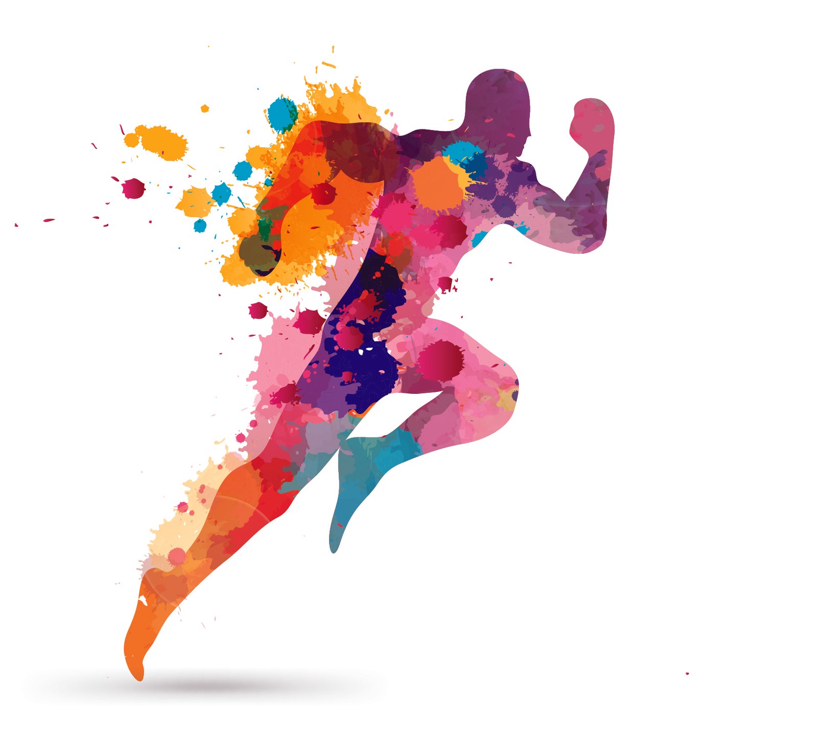 A close up of a person running with a colorful splash effect (abstracto, color, colores, corriendo, hombre)