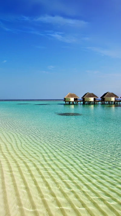 Paraíso tropical sereno com bangalôs sobre a água