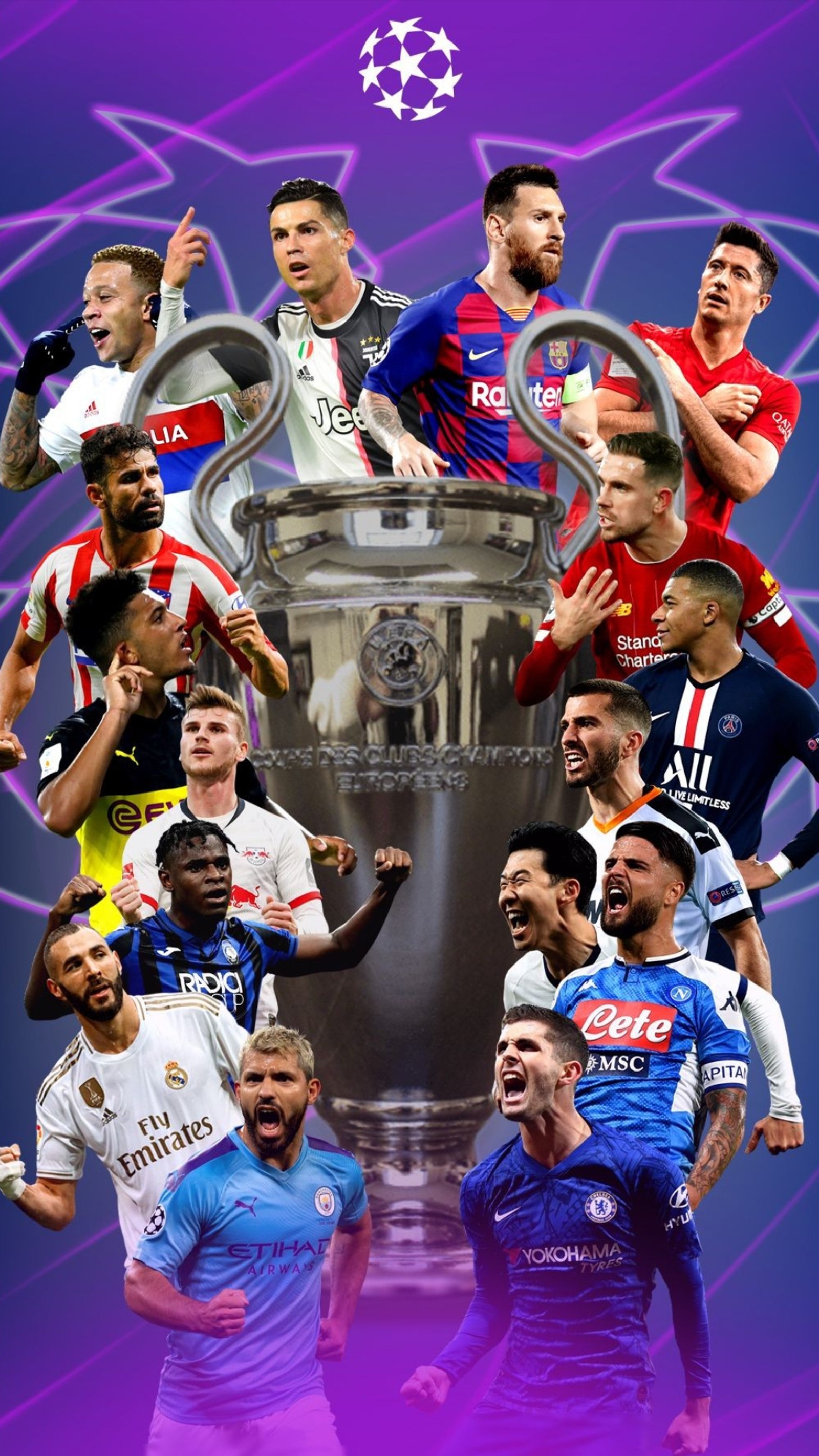 Un gros plan d'un groupe de footballeurs avec un trophée (champions, ligue des champions, champions league, football, jeu)