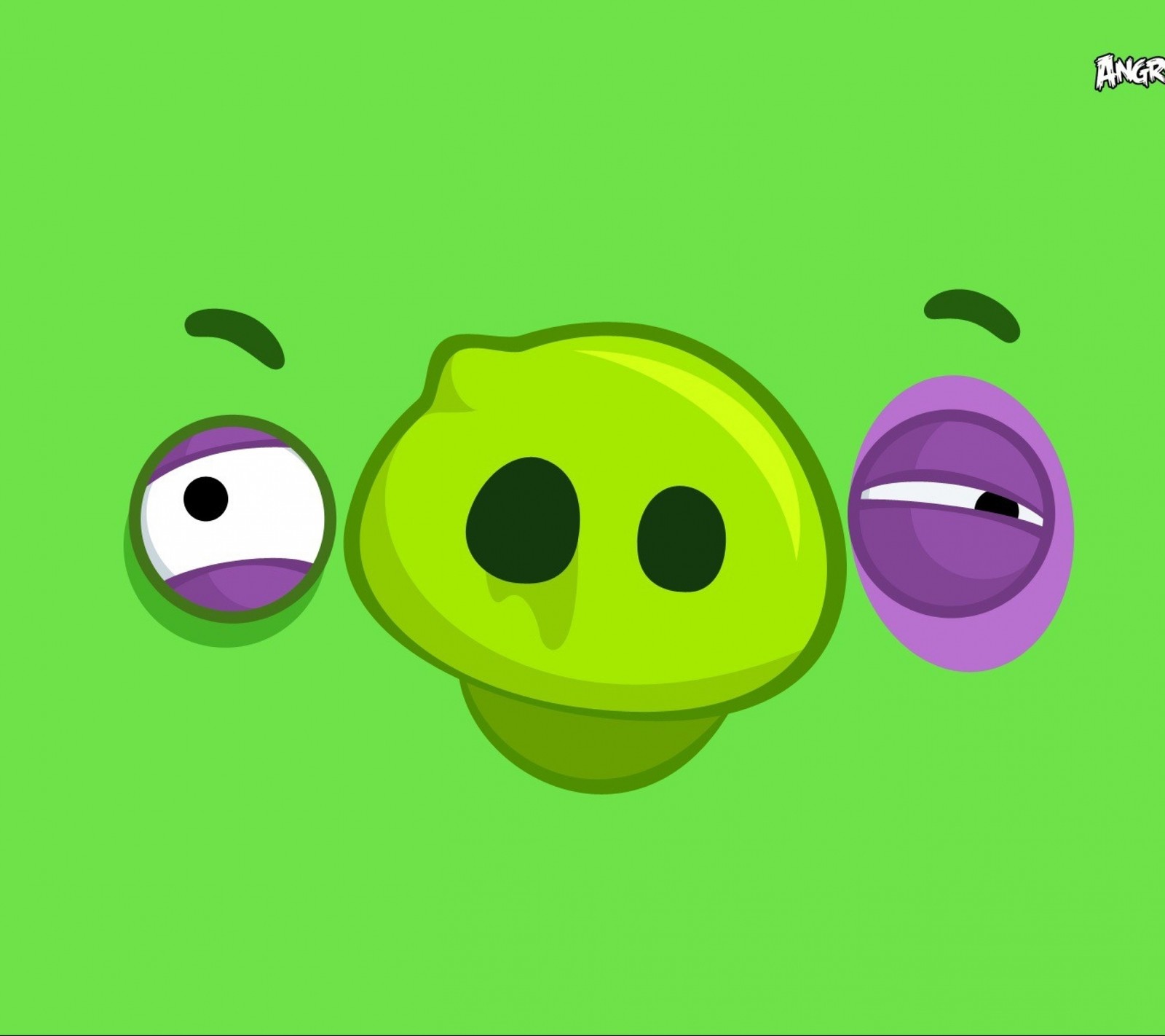 A green angry pig with two eyes and two eyes (angry birds, anime, bad, bad piggies, birds)