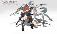 Soldat noir : figurines d'action de mercenaires d'anime en pose de combat