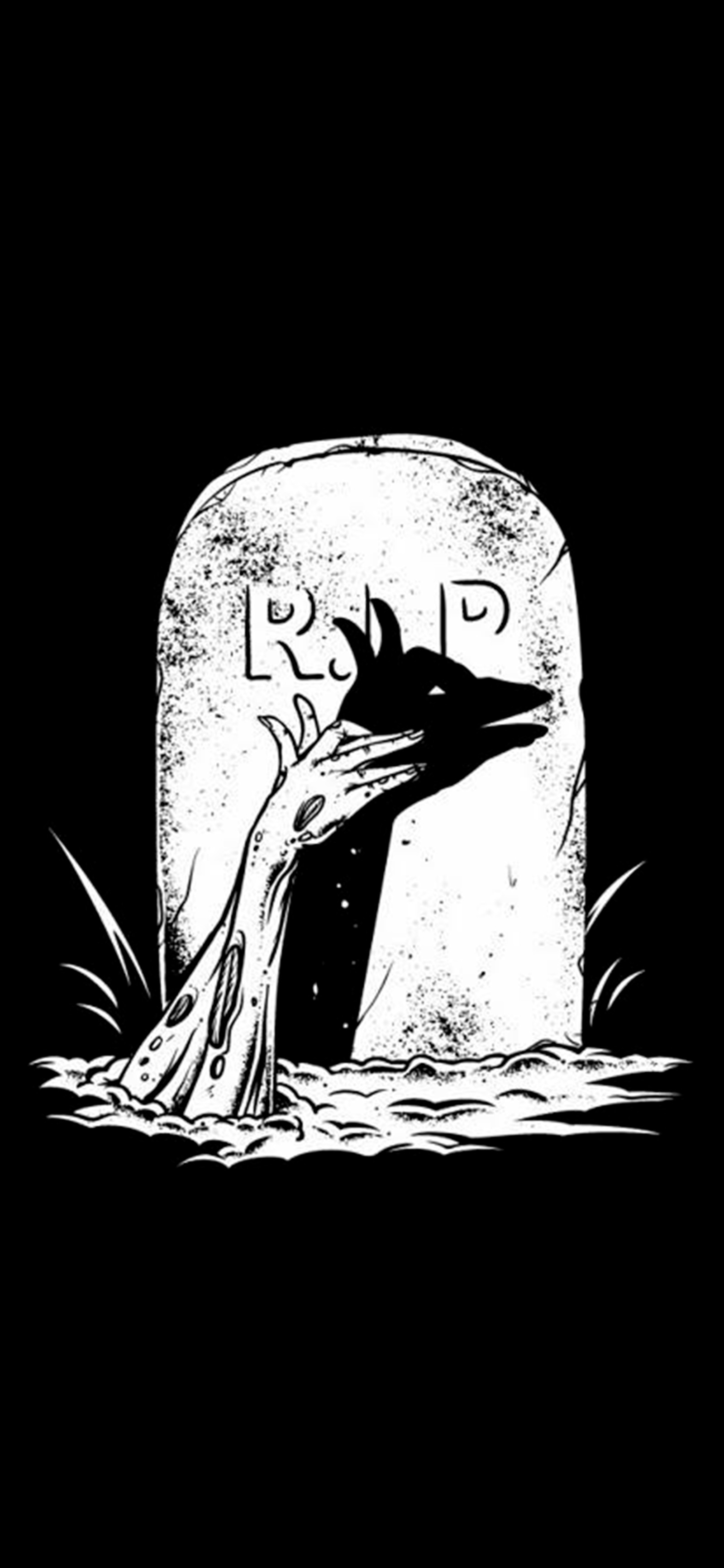 A black and white drawing of a bird sticking its head out of a grave (illustration, design, art, illustrator, bird)