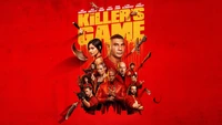 The Killer's Game: 2024 Movie Featuring Dave Bautista Against a Bold Red Background