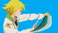 Arte minimalista de Meliodas empuñando Lostvayne de Los siete pecados capitales