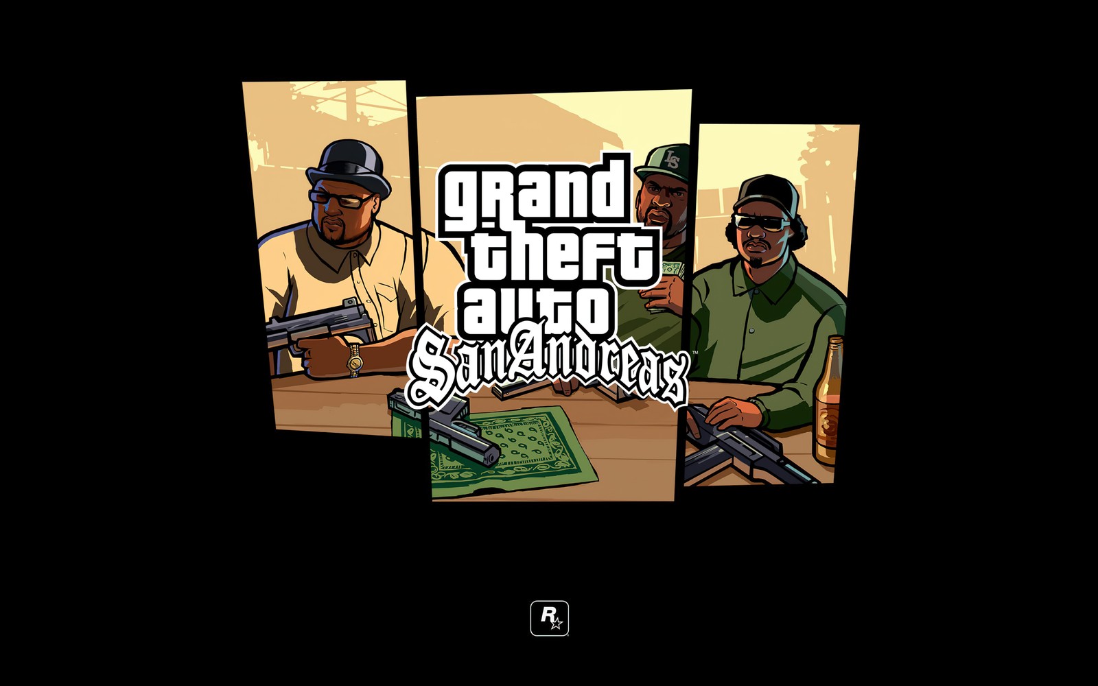 Descargar fondo de pantalla grand theft auto san andreas, gta san andreas, gta, obra de arte, fondo negro