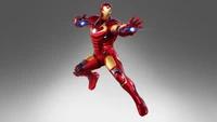 Figurine Iron Man dans une pose dynamique, mettant en valeur les détails complexes de l'armure emblématique du super-héros Marvel.