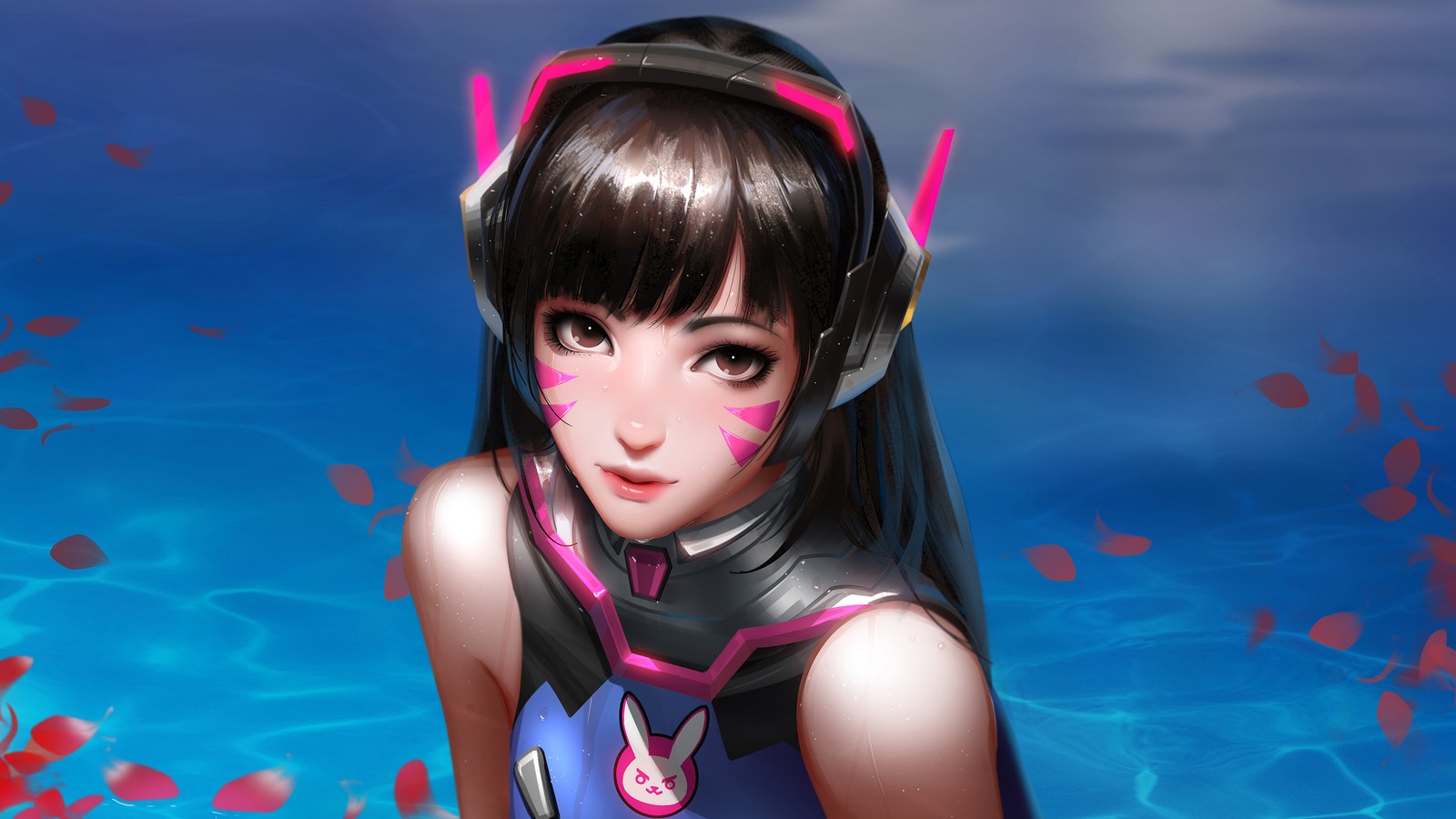 Lade dva, overwatch, videospiel, mädchen Hintergrund herunter