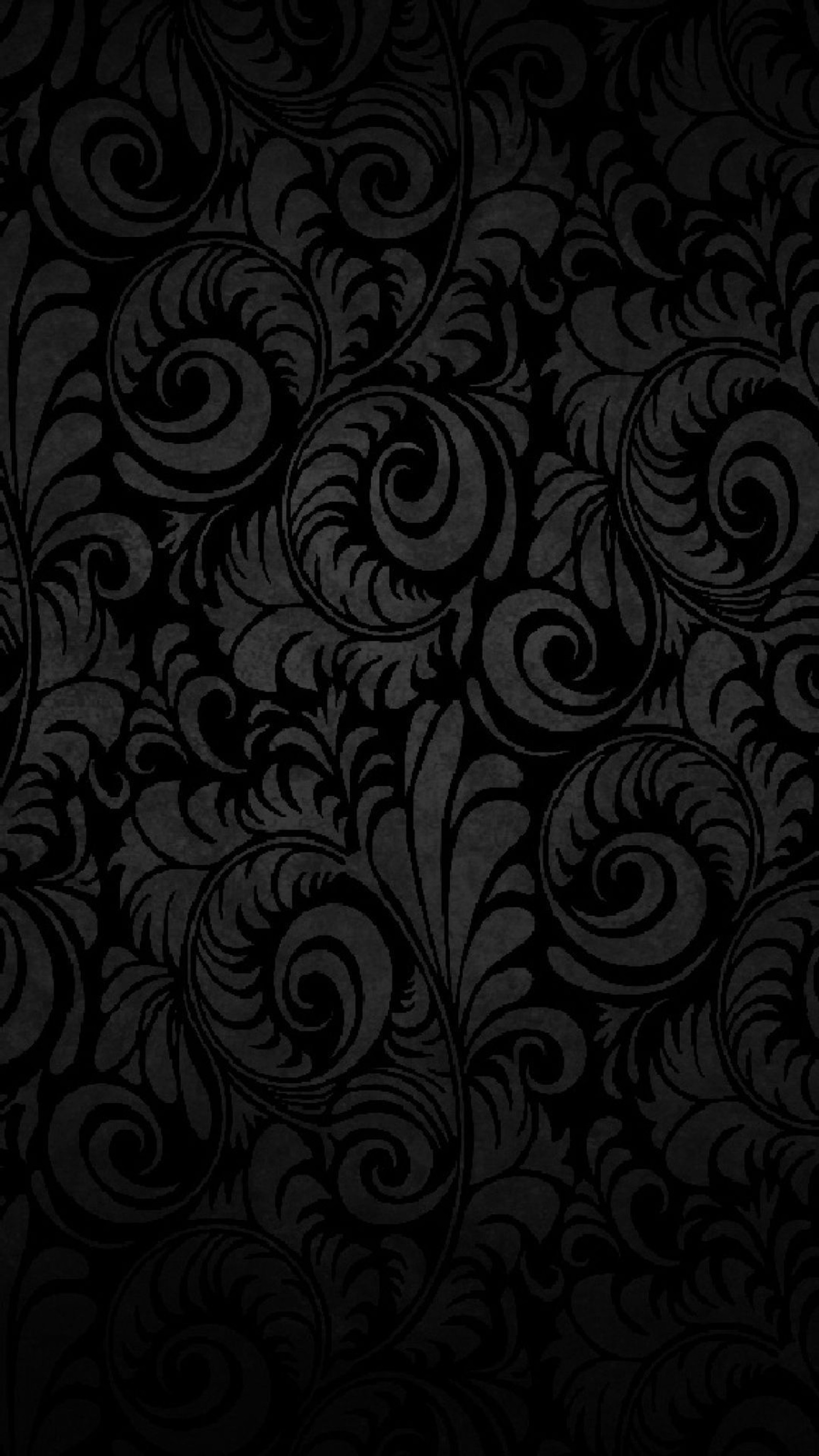 Black wallpaper with a floral pattern (black, black wall, clen black wall, only black)