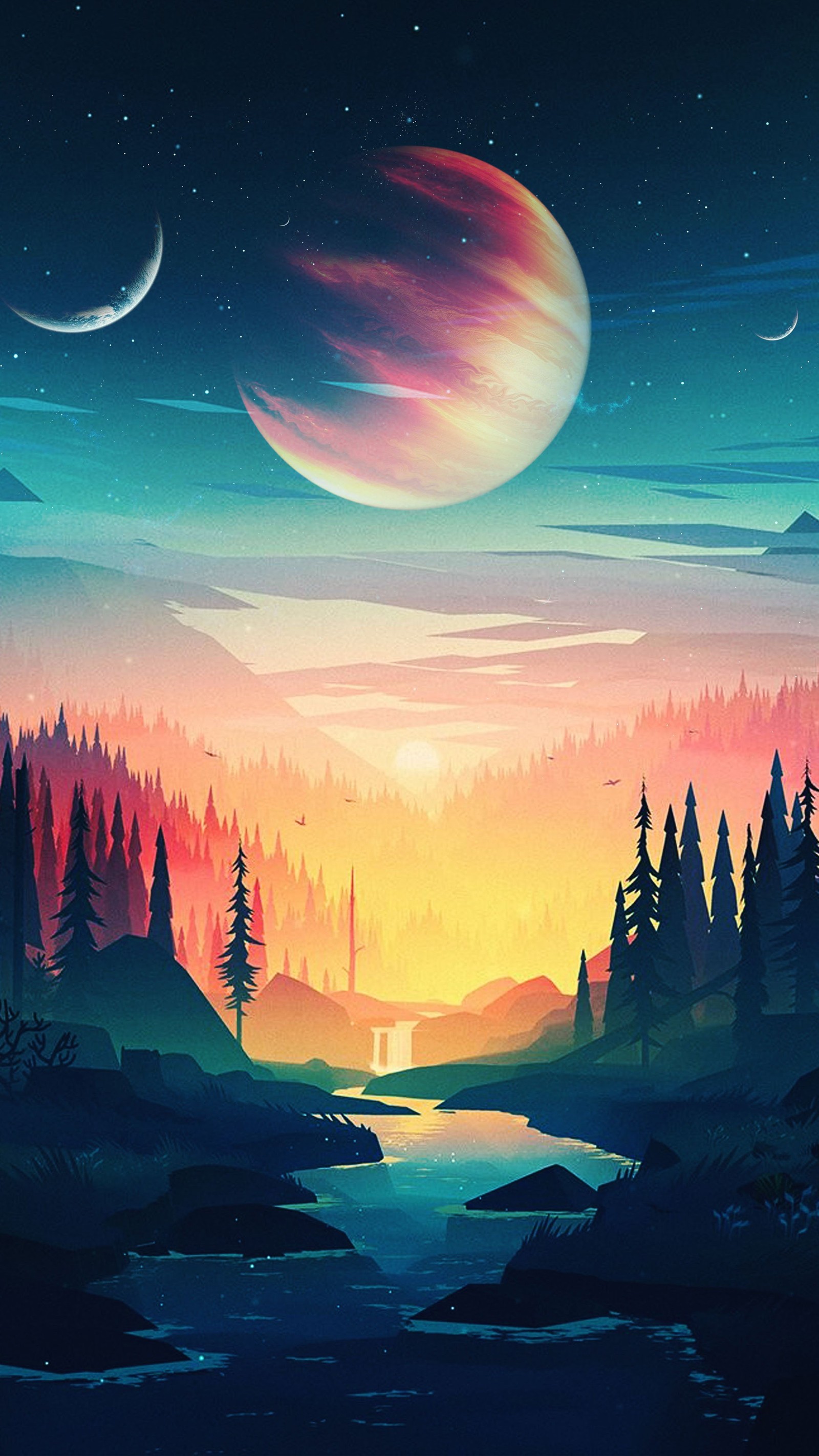 heart, moon, planets, sun Download Wallpaper