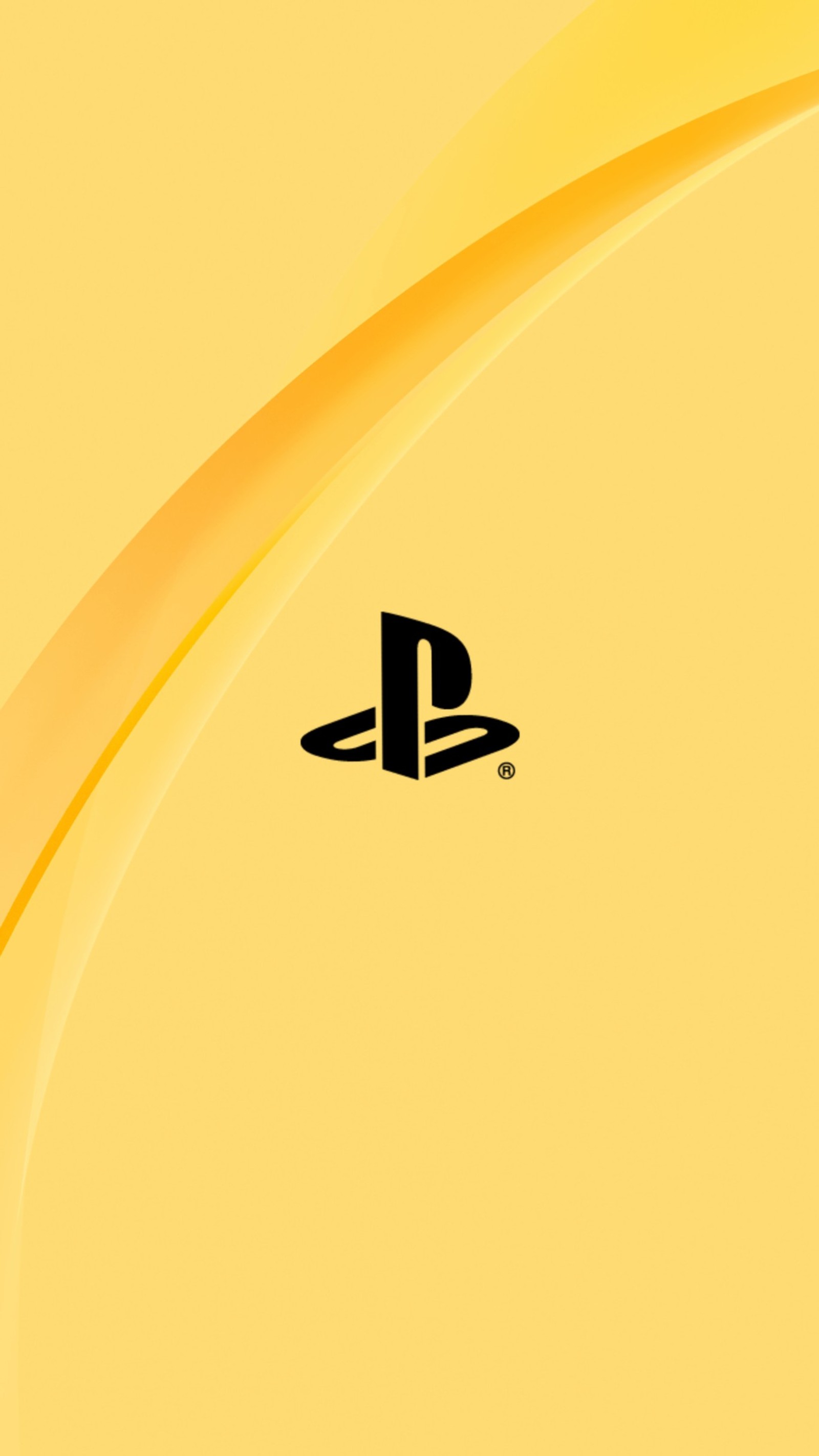 Un primer plano de un fondo amarillo con un logo de playstation negro (oro, amor, playstation)